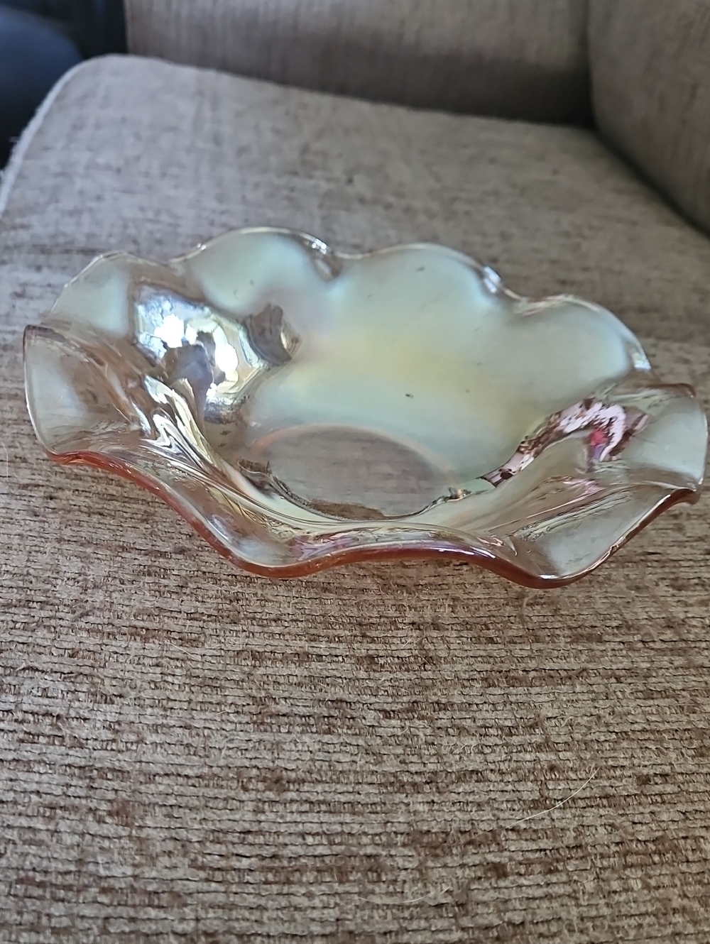 Jeanette Glass Marigold Ruffled Glass Bowl